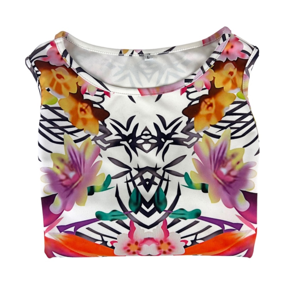 Vintage White Tropical Floral Dress - Picture 3 of 9
